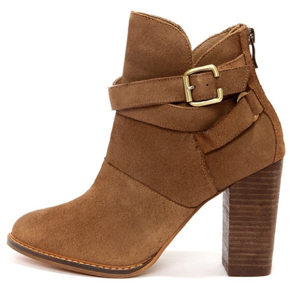 Chinese Laundry Zip It Bootie in Dark Camel Suede
